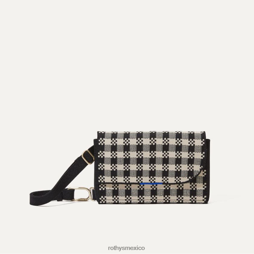 mujer Rothy's cuadros vichy negros y lona la riñonera bolsa PVF0L0209