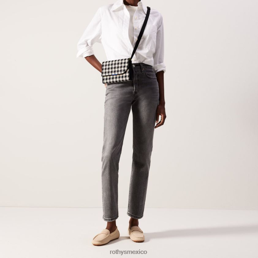 mujer Rothy's cuadros vichy negros y lona la riñonera bolsa PVF0L0209