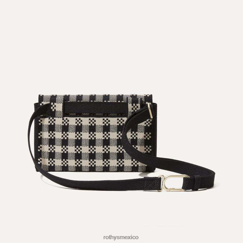 mujer Rothy's cuadros vichy negros y lona la riñonera bolsa PVF0L0209