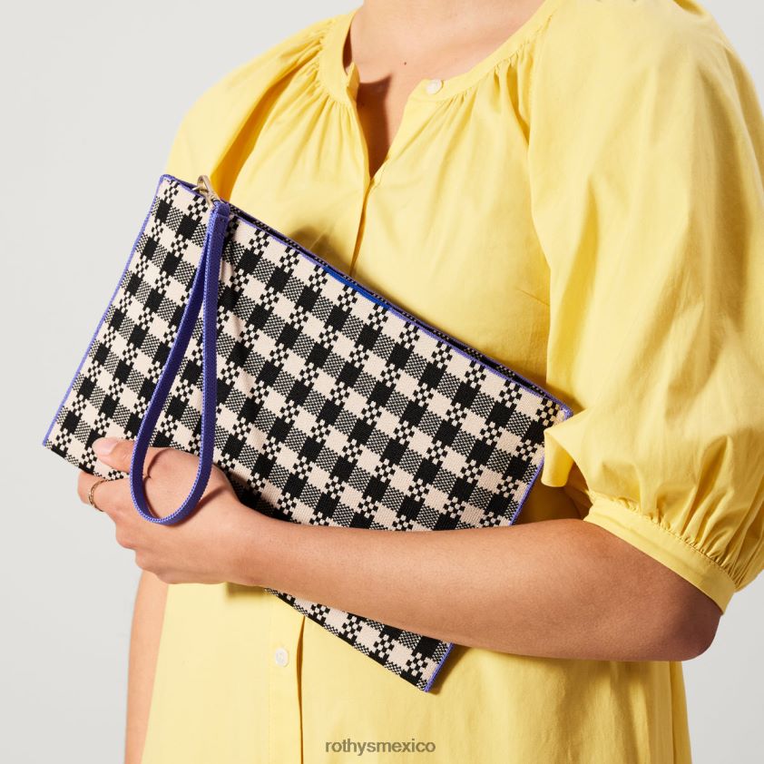 mujer Rothy's cuadros vichy negros y lona la pulsera bolsa PVF0L0246