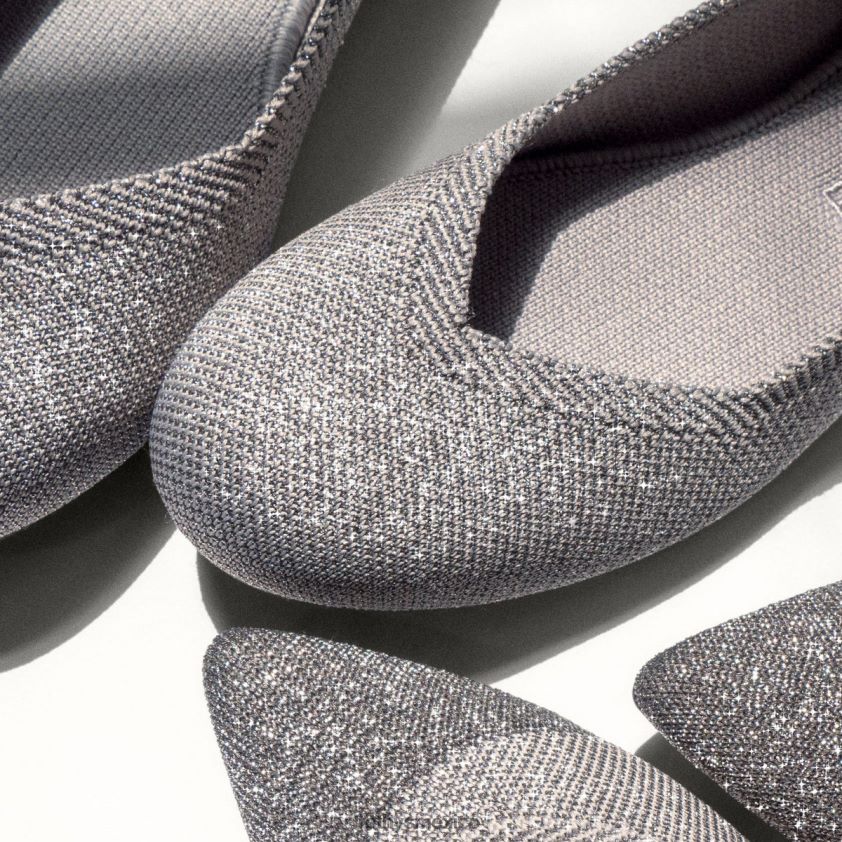 mujer Rothy's plata metalizada el apartamento zapato PVF0L050