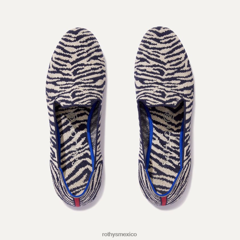 mujer Rothy's cebra azul marino el holgazán zapato PVF0L0111