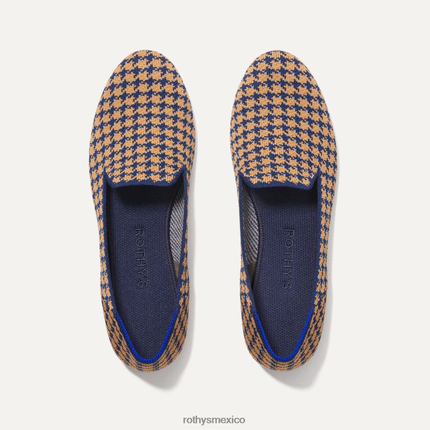 mujer Rothy's pata de gallo zafiro y camello el holgazán zapato PVF0L0109