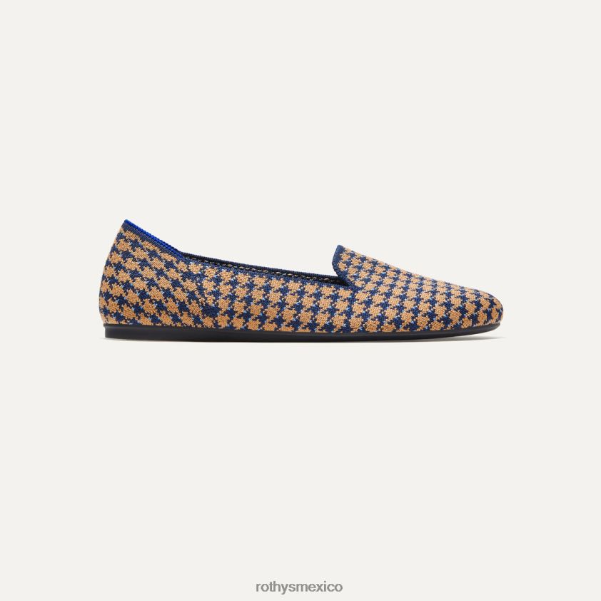 mujer Rothy's pata de gallo zafiro y camello el holgazán zapato PVF0L0109