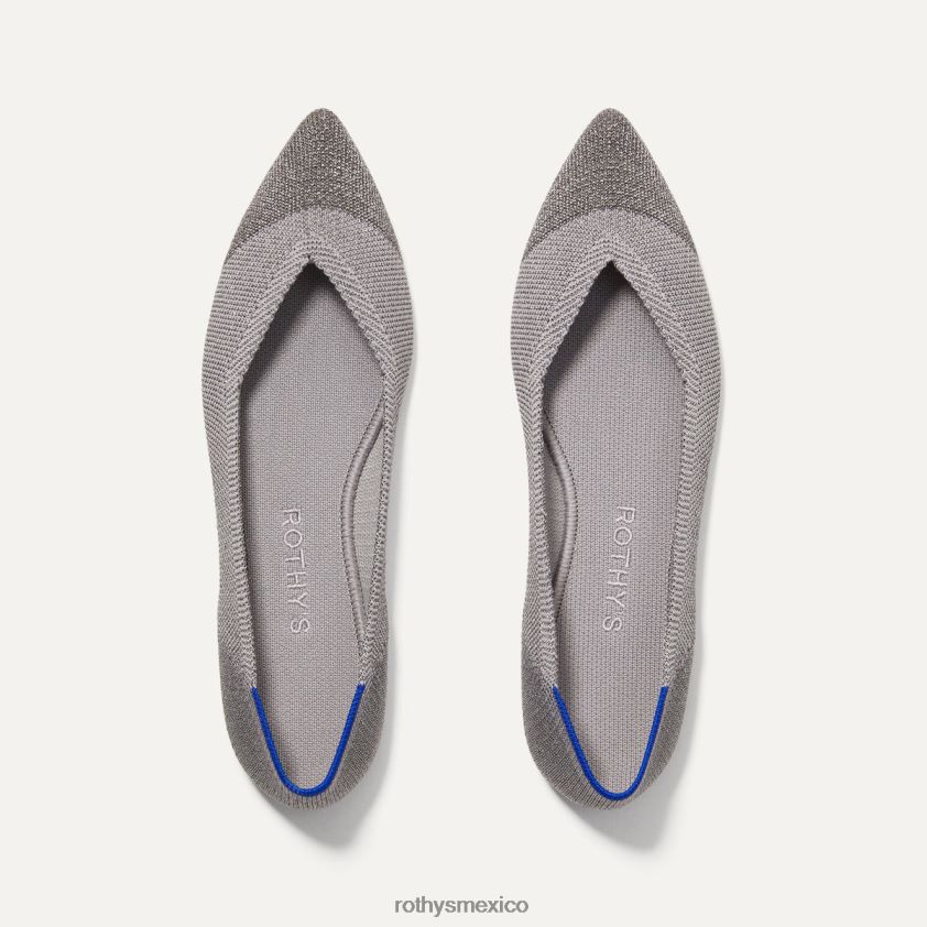 mujer Rothy's plata metalizada el punto zapato PVF0L032