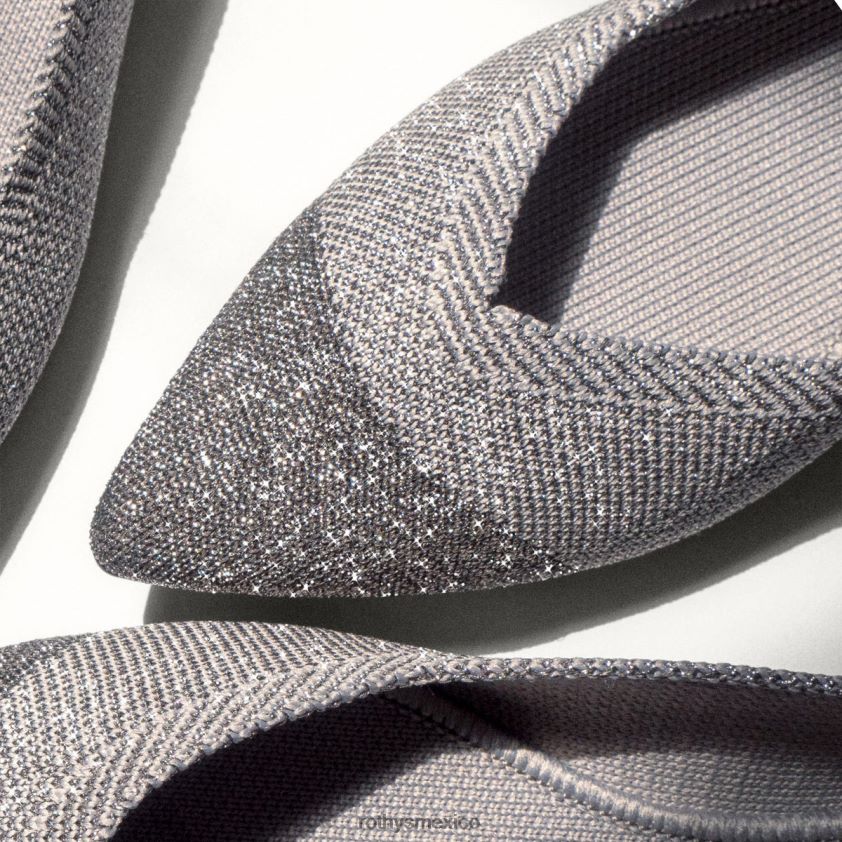 mujer Rothy's plata metalizada el punto zapato PVF0L032