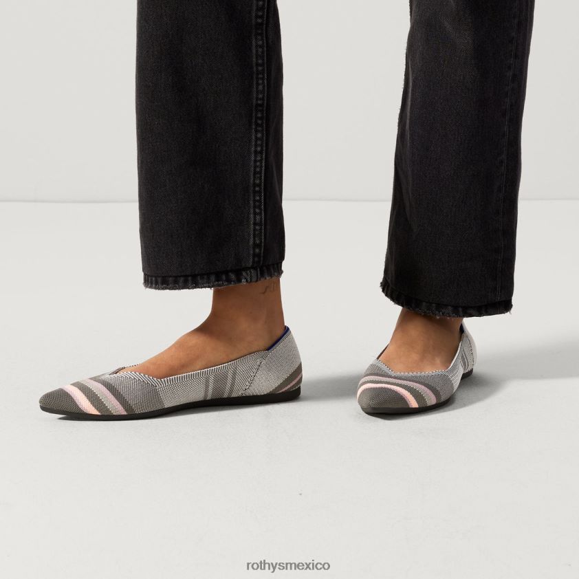 mujer Rothy's raya inversa gris el punto zapato PVF0L016
