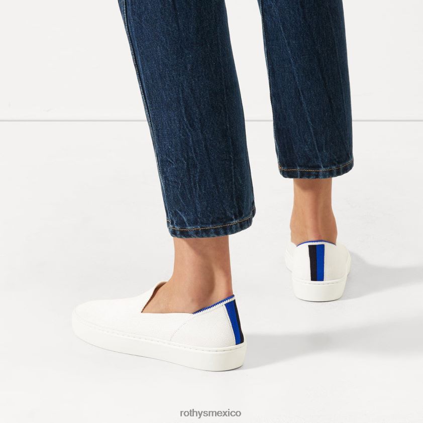 mujer Rothy's blanco brillante la zapatilla sin cordones original zapato PVF0L0128